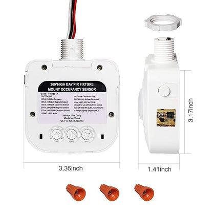 ECOELER Ceiling Occupancy Motion Sensor Switch, High Bay Fixture Mount 360° Ceiling Automatic Light Switch, 120/277VAC, UL, FCC Approved Passive Infrared Sensor