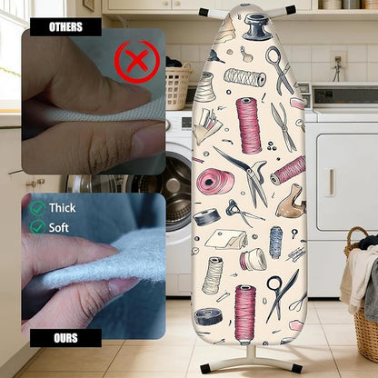 Nuxovilar Ironing Board Cover Needle Cotton 15x54 Inches | Ironing Board Cover and Pad Sewing Tools Design Needle Cotton for Home Laundry, Craft Space, Bedroom