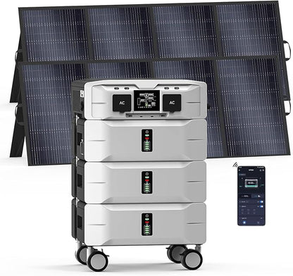 IEE SP5000 Solar Generator 5000W, 7680Wh Power Station with 2x400W Solar Panels, 5 AC Outlets(9000W Surge), 120V/240V Dual Voltage, LiFePO4 Battery for Home Backup Outdoors Camping RV Emergency