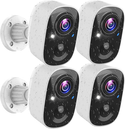 MaxiViz Security Cameras Wireless Outdoor (4 Pack), Battery Powered Cameras for Home Security with AI Motion Detection, 2K Color Night Vision, 2-Way Talk, IP66 Weatherproof, SD/Cloud Storage
