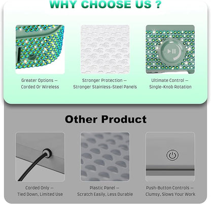 Nail Dust Collector | 1000PA Gel Nail Dust Collector | 10 Speed Levels | Low Noise & Strong Suction | Reusable Filter, 10 Pads + Nail Dust Brush | for Acrylic Nails, Salon & Home - Dark Green Diamond