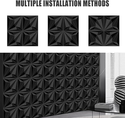 33 Pack 3D Textured Wall Panels – 12x12'' PVC Wall Coverings – Easy Install, Waterproof – Modern Accent Wall Decor for Living Room, Bedroom, Game Room – Covers 33 Sq.Ft.