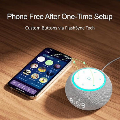 Hotmoon Alarm Clock with Sound Machine for Sleep, Luna Pro Dual-Stage Alarm, 507 Non Looping Sounds, Smart Night Light & Timer, Pink Green Brown White Noise Machine for Sleeping, Plug in, Cool Gray