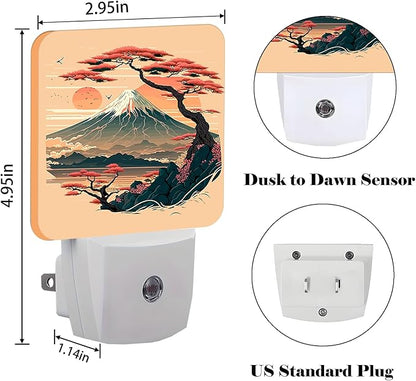 FSHVQKD Mount Fuji Night Light,Plug-in Night Lights with Dusk to Dawn Sensor for Stairway,Hallway,Bedroom Sleep Friendly Ideal for Women/Girls/Boys Gift,0.5w