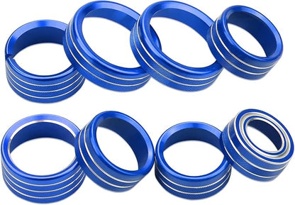 Kujunpao Radio Fan Climate Auto Menu Knob Control Button Trim Center Console Knob Cover Decor Fit for 2014-2018 Chevy Silverado & GMC Sierra Accessories 8pcs(Blue)