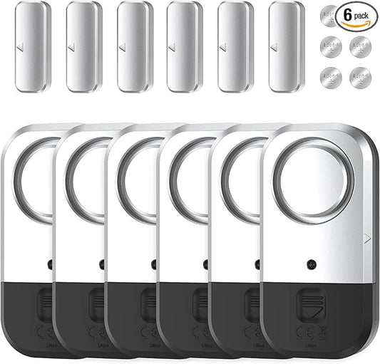 ANKOSHUN Door Window Alarm Sensors - Door Alarms for Kids Safety, Door Alarms for Home Security, for Home, Office, Store, Garage, Dorm Room, Apartment, RV, Silver Gray, 6 Pack