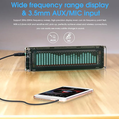 Nobsound AK2515 Pro Audio Spectrum Analyzer with VFD Display, MIC Input & Advanced AGC - Precise Sound Level Meter for Musicians and Audio Enthusiasts