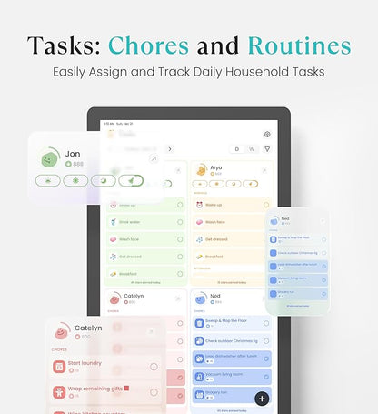 Cozyla Mate Digital Calendar+ 2: 24 Inch Wall Touch Screen Chore Chart Customizable Dashboard Smart Electronic Calendar for Family Schedules Meal Planner Supports All Google Play Apps Wall Mount Black