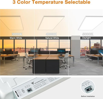 Mcacggo 4-Pack 2x4 FT LED Flat Panel Light Surface Mount 5000K-4000K-3000K Switchable & 0-10V Dimmable, 30W-40W-50W Selectable, Flush Mount Ceiling Lights 24x48 inch, ETL Listed, 100-277V, White