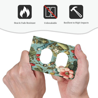 Bvtewkhz William Morris Flower Duplex Outlet Wall Plate Cover Decorative Light Switch Covers Electrical Faceplate Switch Plates for Bathroom Kitchen Home