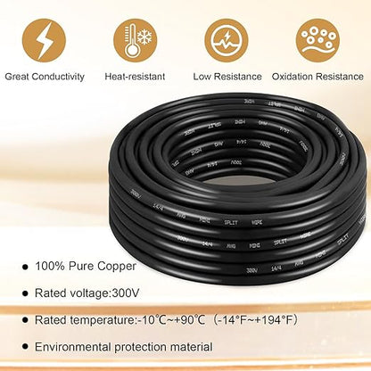 MOOKEERF 14/4 AWG Mini-Split Cable - 25FT 14 AWG 4 Conductor Control Cable 300V Stranded Oxygen-Free Pure Copper Wire for Mini Split Air Conditioner,Heat Pump,HVAC Systems and Speaker Systems