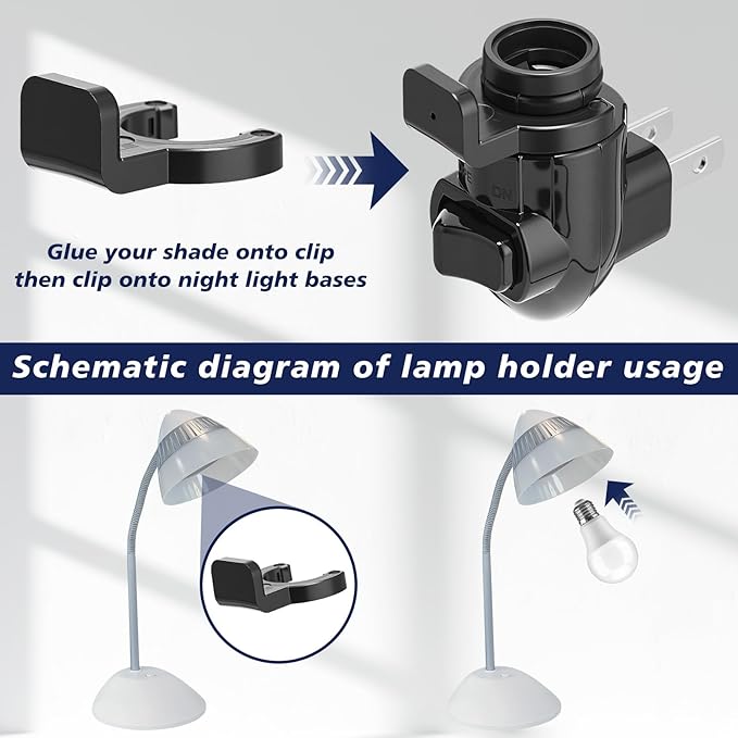 Tuanse 20 Sets Plug in Night Light Module Night Light Base with Shade Mounting Clip Plastic Lights Rotating Base for Making Your Own Decorative (Black)