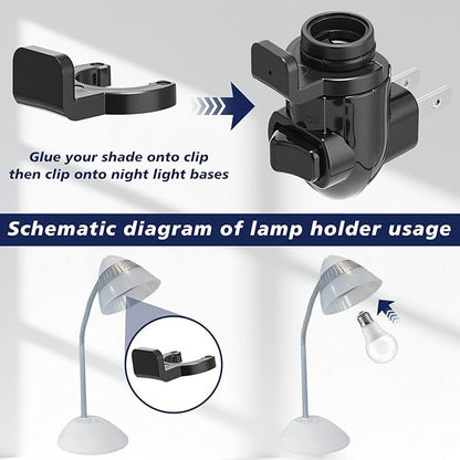 Tuanse 100 Sets Plug in Night Light Module Night Light Base with Shade Mounting Clip Plastic Lights Rotating Base for Making Your Own Decorative (Black)