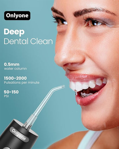 Onlyone Water Dental Flosser Pick for Teeth, 300ML Portable Oral Irrigator, Rechargeable Travel Irrigation Cleaner, Professional Electric Flossing Machine Birthday Gifts for Women,Mom,Girlfriend Pink