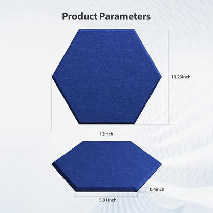 Amantech 12 Pack Acoustic Panels Self Adhesive Sound Proof Foam, High Density Sound Acoustic Panel, 12X10.23X0.4 Inch Hexagon Panels in Home, Office, Reccording Room, Studio,and more(Telecom Blue)