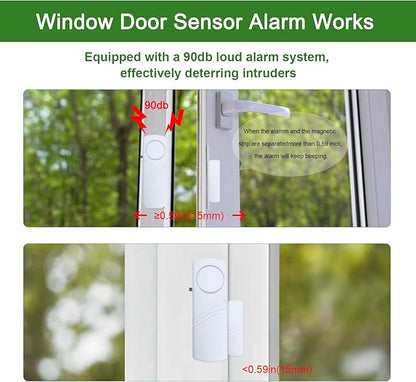 Door Window Alarm, 90dB Door Alarms Sensor for Kids Safety, Home Security, Door Window Burglar Alarm, Window Pool Alarms for Home, Apartments, Offices, Hotel Rooms (3pack)
