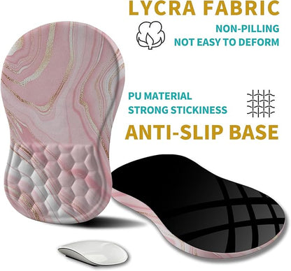 Hokafenle Ergonomic Mouse Pad Wrist Support, Wrist Rest Mousepad for Carpal Tunnel Pain Relief with Integrated Memory Foam Slope Massage Bulge (11.8x7.9 inch,Pink Fluid