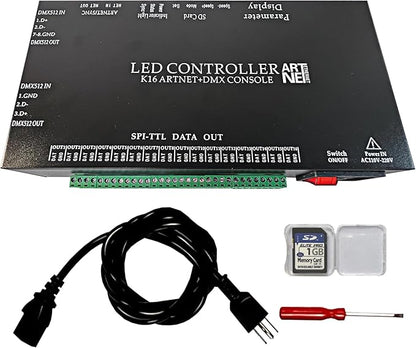 CANRIA K16 ARTNET+DMX CONSOLE LED CONTROLLER, Professional Lighting Control, Suitable for SPI TTL, Online Offline, Addressable Programmable, Perfect for Concerts, DJ Performances, Weddings, Event, etc