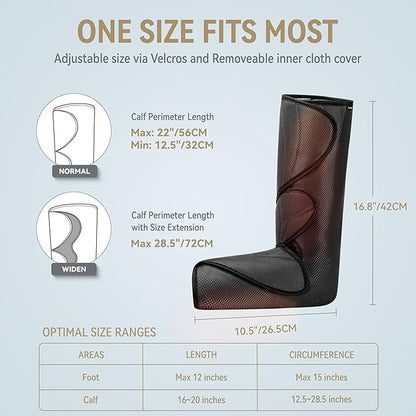 FIT KING Air Compression Leg and Foot Massager with Heat for Circulation and Pain Relief Helpful for Swollen Legs Edema RLS - Great Gift for Women Parents Friends
