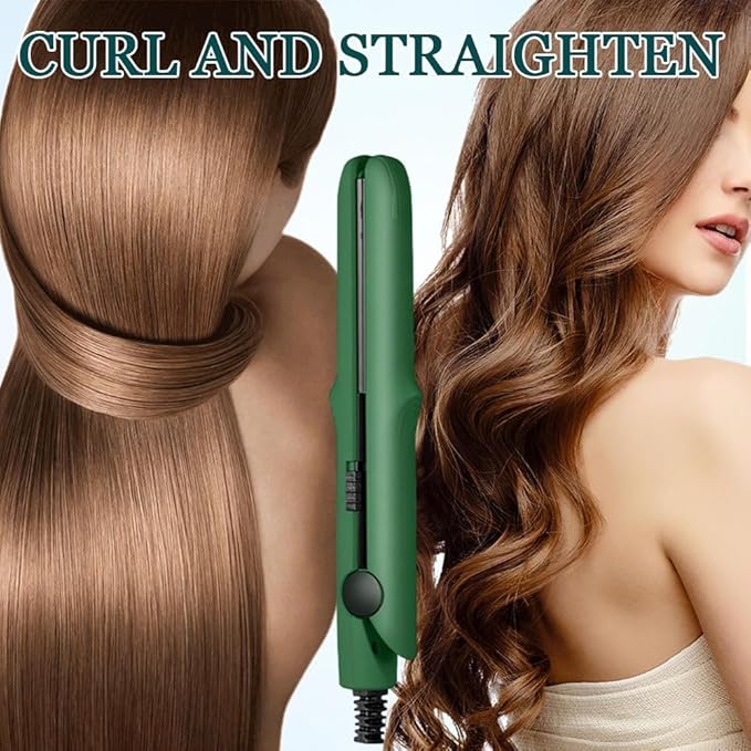 2026 New Mini Curling Iron for Short Hair, 2 in 1 Mini Curling Wand & Flat Iron Hair Straightener, Dual-Purpose Curling Iron, Portable Travel Curling Wand Hair Straightener (Light Purple)