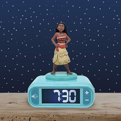 LEXiBOOK, Moana, Moana Nightlight Alarm Clock, Sounds and Melodies, Backlit LCD Screen, Luminous, Snooze, RL800VN