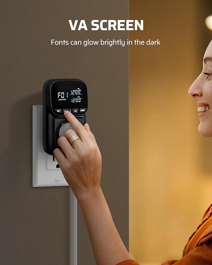 DEWENWILS Digital Temperature Controller, Heavy Duty 15A/1800W Thermostat Outlet Plug, VA Display Heating Cooling Control Timer, -40℉~210℉, Cyclic Timing/Countdown, for Greenhouse Incubator, Black