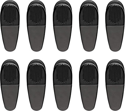 10 Magnetic Memo Holders Set - Large Clip, Plastic - Black