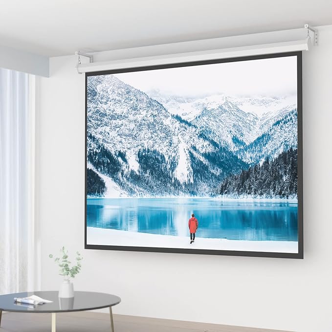 WALI Universal Projector Screen Ceiling Mount, Wall Hanging Mount L-Brackets, 12 inch Adjustable Extension with Hook Kit, Perfect Projector Screen Placement Hold up to 80 lbs (PSM001XL-W), White