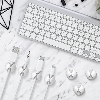 12 Pack Cable Clips, Znben Wire Organizer Holder Adhesive Cord Management Charger Wire Holder Clips for Desk, Home, Office, Car, Cubicle, Nightstand White