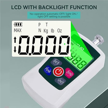500N Digital Force Gauge High-Precision Trigger Pull Gauge for Tension & Compression Testing (N, kg, lb, oz) Push-Pull Meter with Real-Time/Peak/First Peak Modesfor Quality Control & Material Testing
