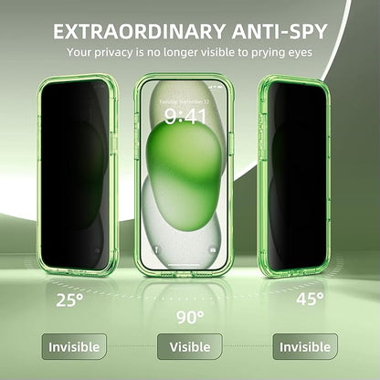 Magnetic for iPhone 15 Plus Case, Compatible with MagSafe, Built-in Privacy Screen Protector and Camera Protection, Anti Spy Full Body Dustproof Shockproof Hard Phone Case 6.7", Bright Green