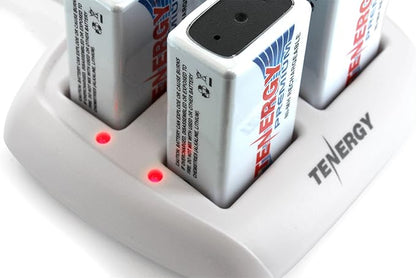 Tenergy TN136 Smart 9V 4-Bay Battery Charger for Rechargeable NiMH 9 Volt Batteries