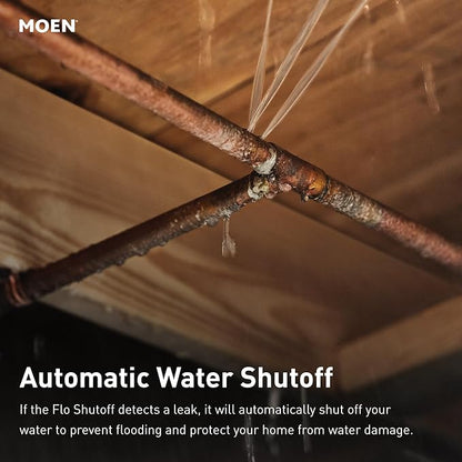 Moen Flo Smart Water Monitor and Automatic Shutoff Sensor, Wi-Fi Connected Water Leak Detector for 1-1/4-Inch Diameter Pipe, 900-002