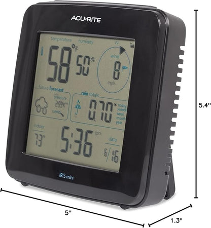 AcuRite Iris Weather Station with Mini Wireless Display for Temperature, Humidity, Wind Speed, Wind Direction, Historic Rainfall Totals, and Hyperlocal Forecast with Built-in Barometer (01122M)