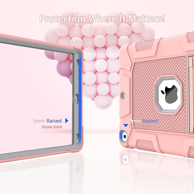 Rantice iPad 9th Generation Case, iPad 8th Generation Case, iPad 7th Generation Case, Hybrid Shockproof Rugged Drop Protection Cover with Kickstand for iPad 10.2'' (Rose Gold)