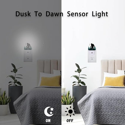 Axxitude Bigfoot Forest Moon Night Lights Plug into Wall for Girls Boys Room,Night Light LED Lamp Dusk to Dawn Sensor Round Lamp for Bedroom Bathroom Hallway Home Wall Decor Nightlight