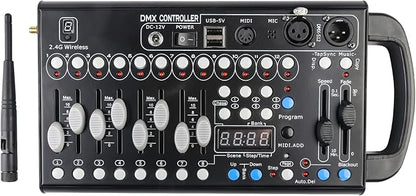 Wireless Dmx Controller 192 Channel Dmx Light Controller for Dj Lights, Dmx Controllers with Midi Portable Dmx 512 Controller, Dmx512 Lighting Controller Dmx Control Board for Stage Lights Dmx Console