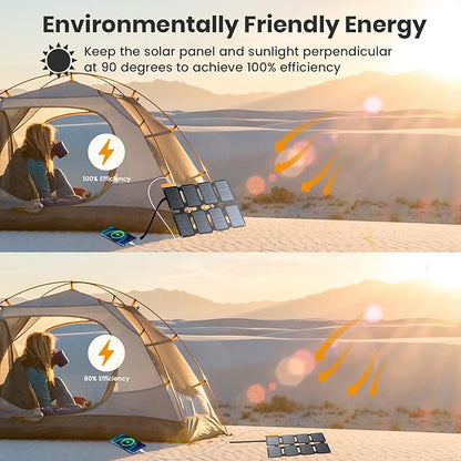 FlexSolar Portable 25W Solar Panel Charger with USB-A and USB-C Ports.0.8lbs,IP57 Waterproof and dustproof, Folded Solar Panel Compatible with Cellphone,Camping Light