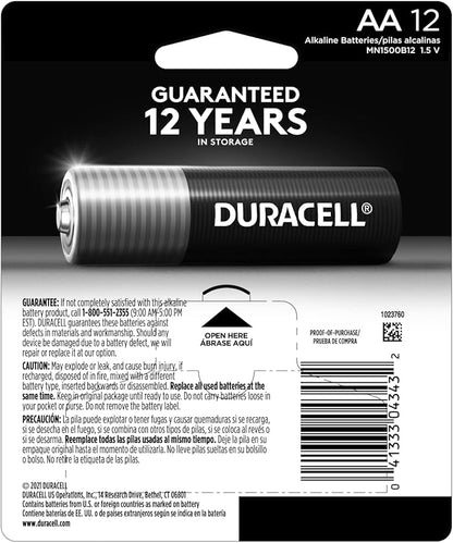 Duracell Coppertop AA Batteries with Power Boost Ingredients, 12 Count Pack Double A Battery with Long-lasting Power, Alkaline AA Battery for Household and Office Devices
