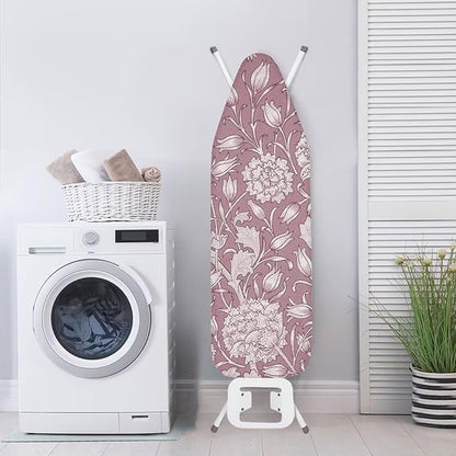 ZCFYGDX Ironing Board Cover,Scorch-Resistant Standard Nose Pocket, Elastic Edges,Iron Decor Covers St&ard Size-XL,Nylon Buckle Straps Hook & Loop Fastener Strap,Home Decor Pink Floral Print