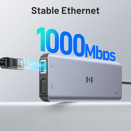 USB C Docking Station 4 Monitors,13 in 1 Laptop Docking Station 3 Monitors with Dual HDMI,8K DP,VGA,10Gbps USB A/C Data Transfer, PD Charging,USB C Hub Multiport Adapter for Windows/Mac OS Laptop