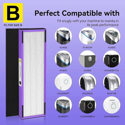 FLT4850PT HEPA Filter B Pet Replacement Compatible with G-Guardian Air Purifier AC4825 AC4825E AC4850PT AC4300 AC4800 AC4900 AC4850,4 H13 True HEPA Filters & 10 Activated Carbon Pre-Filters