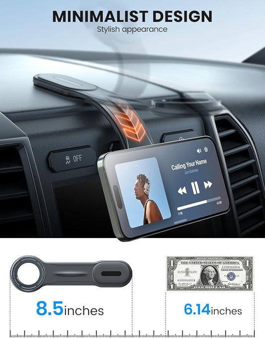 eSamcore for MagSafe Car Mount Detachable, Bendable Aluminum Arm Magnetic Phone Holder for Car【20 Strong Magnets】 Cell Phone Mount for Car Dash Fit iPhone 16 15 14 13 Pro Max Mini Mag Safe Accessories