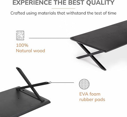 Anji Mountain Monitor Stand - Desktop Organizer & Laptop Riser, Ergonomic Monitor Riser, Space-Saving Monitor Stand for Desk, Durable Construction, Easy Assembly, Ideal for Home & Office,Black