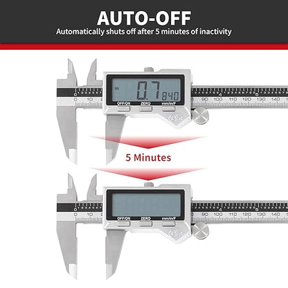 Unipec 12 Inch Digital Caliper, 150mm Calipers Measuring Tool with Stainless Steel, IP54 Splash Proof Protection Design