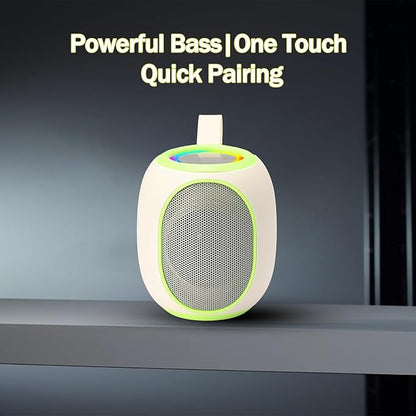 Portable Bluetooth Speaker – 8W HD audio quality, TWS stereo pairing, LED light show, compact and portable, suitable for outdoor use, can be used in cars, travel and parties, a cool teen gift(Beige)