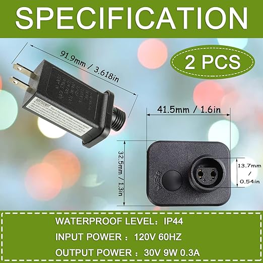SIGANDG 30V 9W LED Transformer Replacement Class 2 Power LED Controller with 8 Modes Supply for Christmas String Light Inflatable Decorations IP44 Waterproof Low Voltage Transformer(2 Pcs)