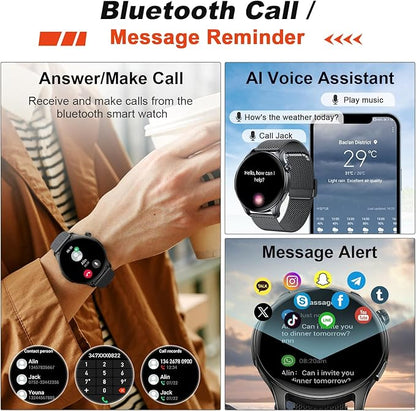 Smart Watch for Men Women Fitness: Make Answer Call Running Digital Mens Watches Waterproof Smartwatch Android Phone iPhone Samsung Compatible Step Pedometer Tracker Heart Rate Sleep SpO2 Monitor