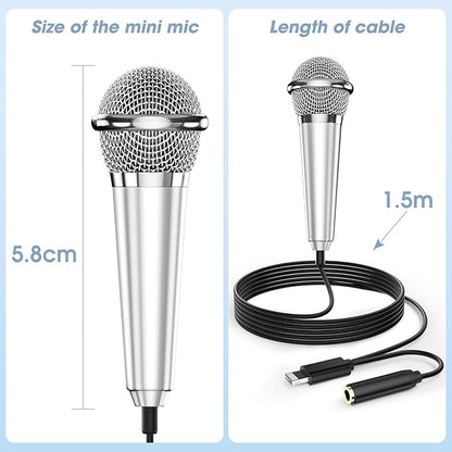 Mini Microphone for iPhone iPad Small ASMR Tiny Microphone for Voice Video Recording Singing, Vlogging, Podcasting YouTube (1 PCS Silver)