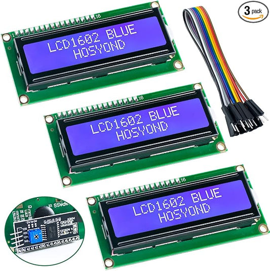 Hosyond 3pcs I2C IIC 1602 LCD Display Module 16x02 LCD Screen Module for Arduino Raspberry Pi